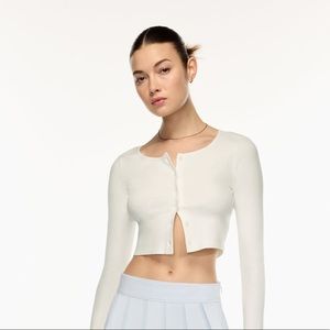 Cream/White Cropped Button Up Cardigan